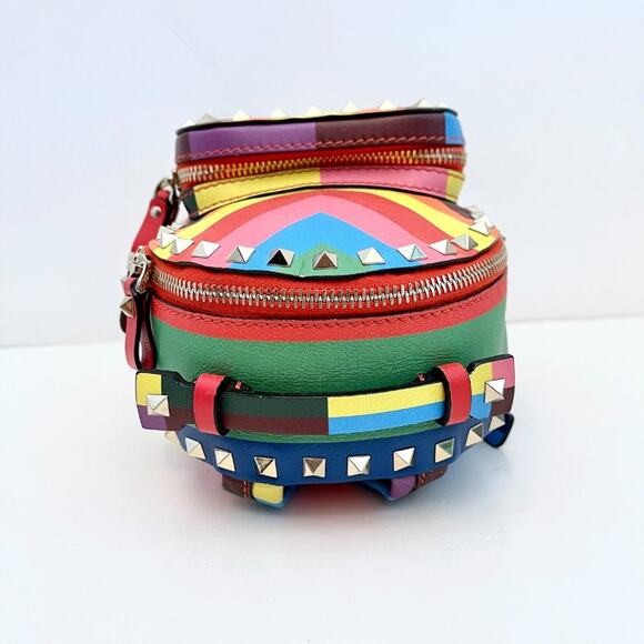 Valentino Rockstud 1973 Mini Backpack Rainbow Stripe Multicolor Resort 2015 - Picture 4 of 12
